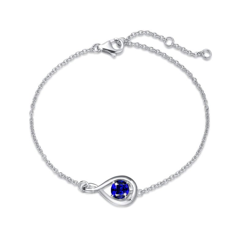 FANCIME September Sapphire Birthstone Bracelet for Women 925 Sterling Silver Dainty Infinity Link Bracelet Fine Jewelry Christmas Birthday Gifts for Mom Wife, Chain Length 6.7+1.2" - Image 1